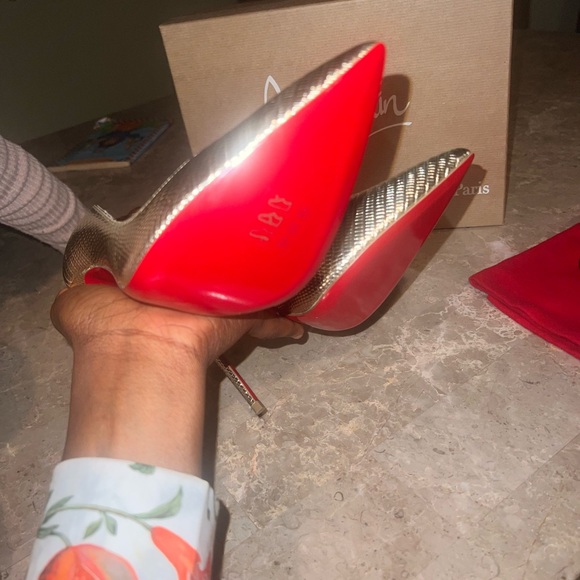 NIB Christian Louboutin So Kate 120 Platine Champagne Gold Calf Metallic Pumps - Picture 7 of 12